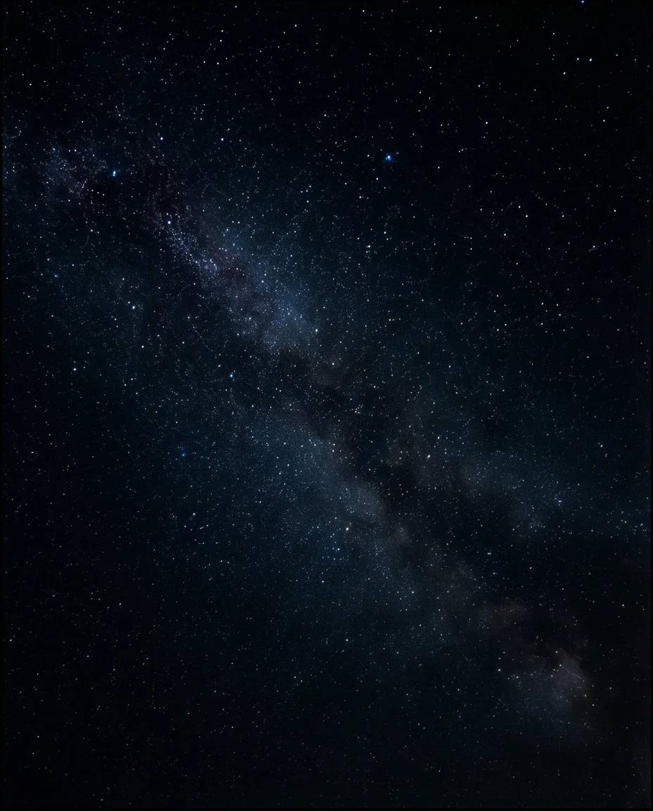 A dark night sky packed with sharp twinkling stars