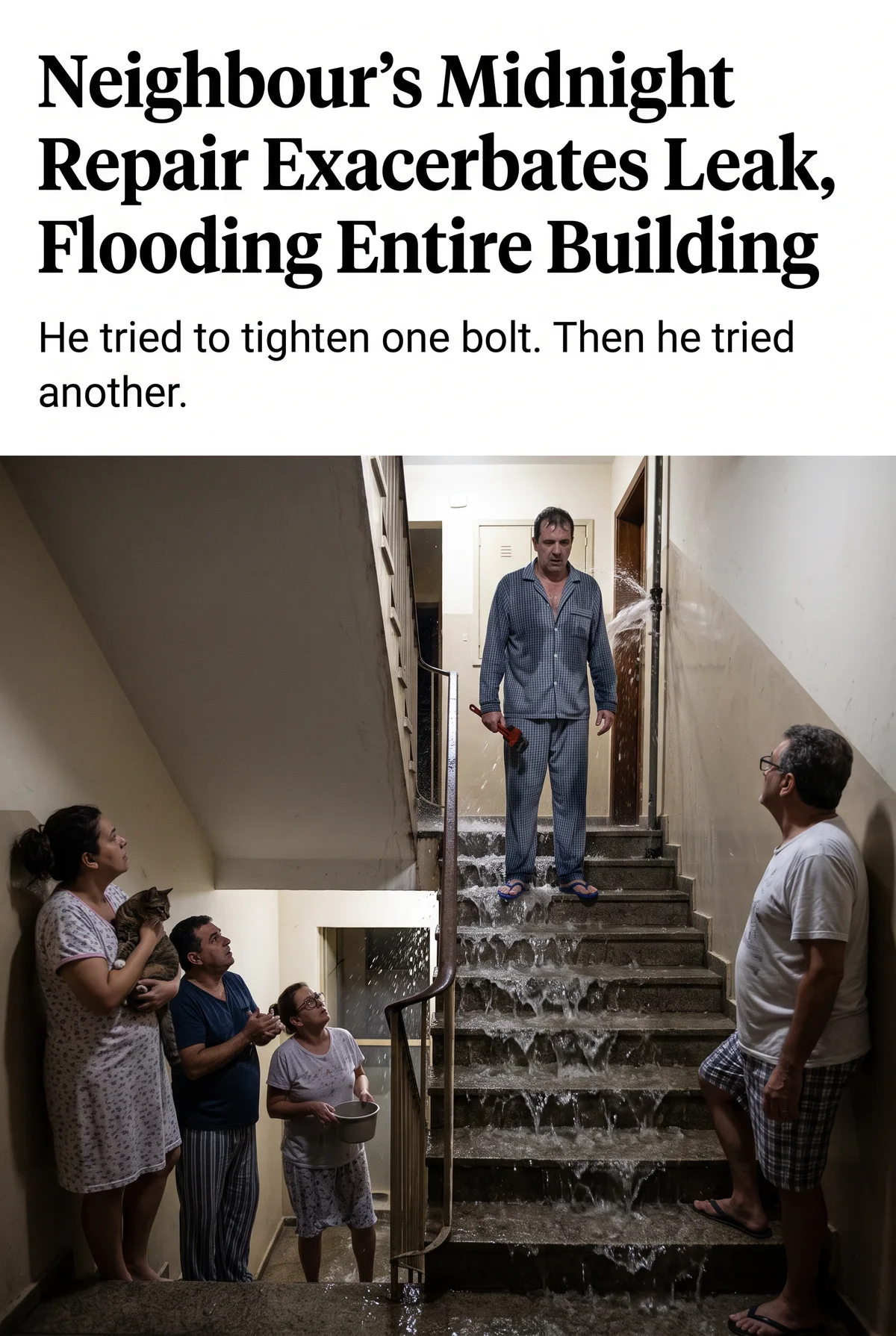 Neighbour's Midnight Repair Exacerbates Leak, Flooding Entire Building