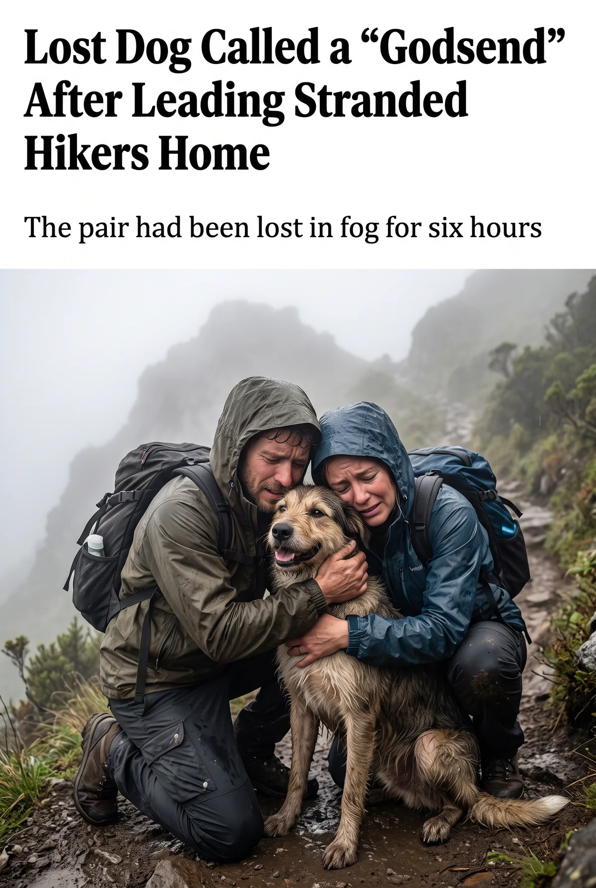Lost Dog Called a "Godsend" After Leading Stranded Hikers Home