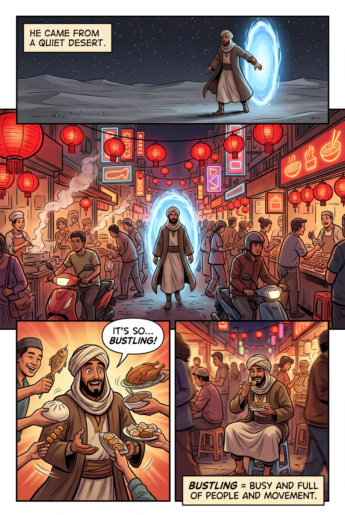 bustling