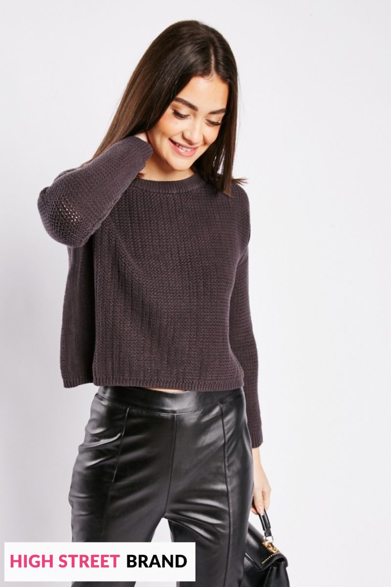 Textured Knitted Cotton Jumper