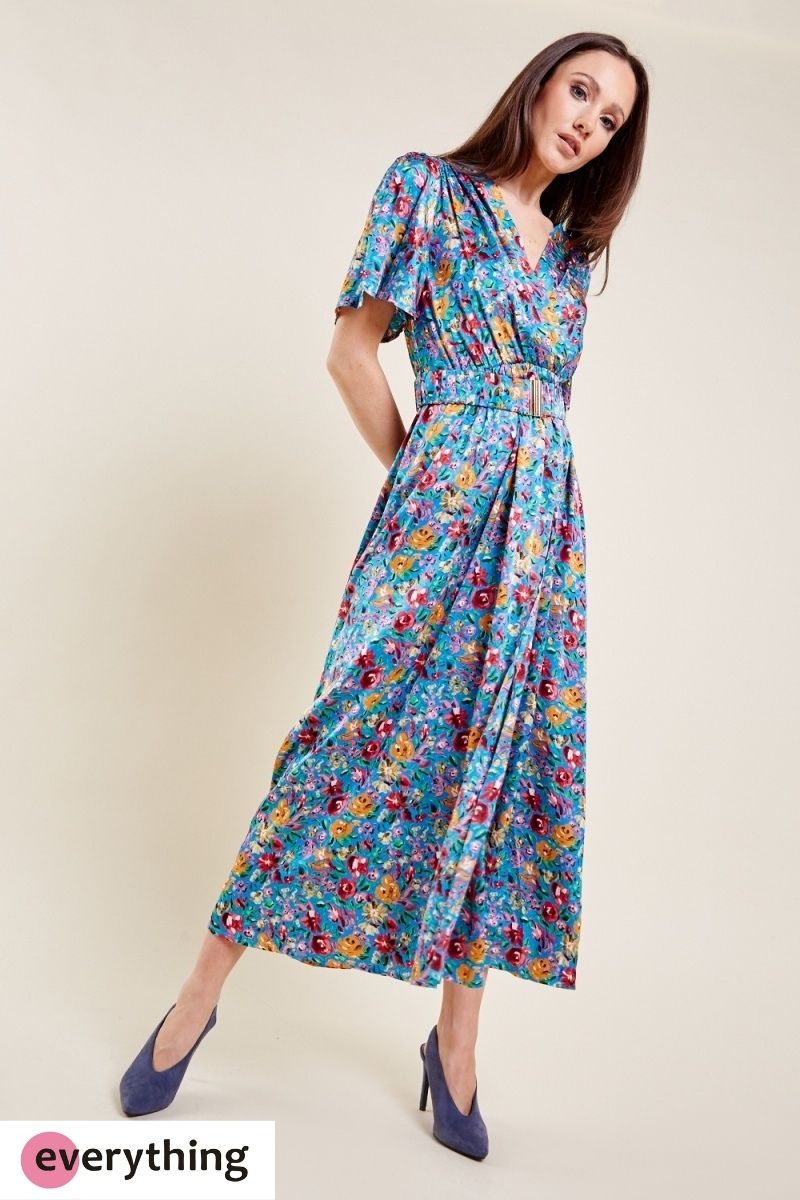 Floral Silky Belted Maxi Dress