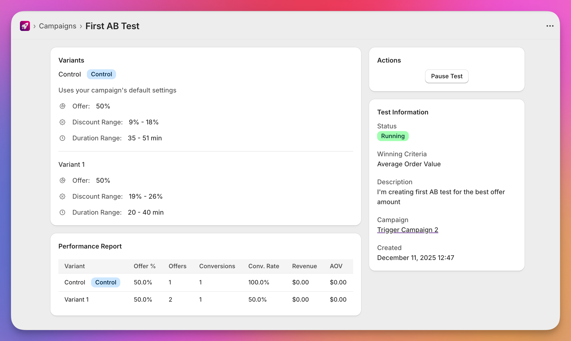 Growth Suite A/B Testing for Discount Depth Comparison