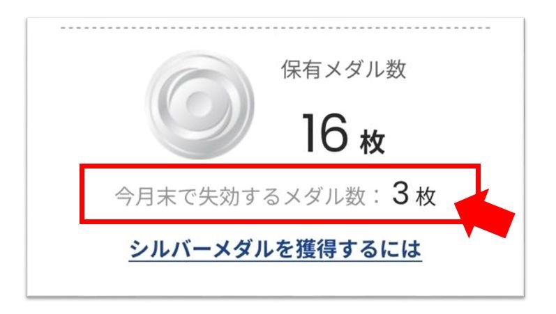 失効するメダル案内