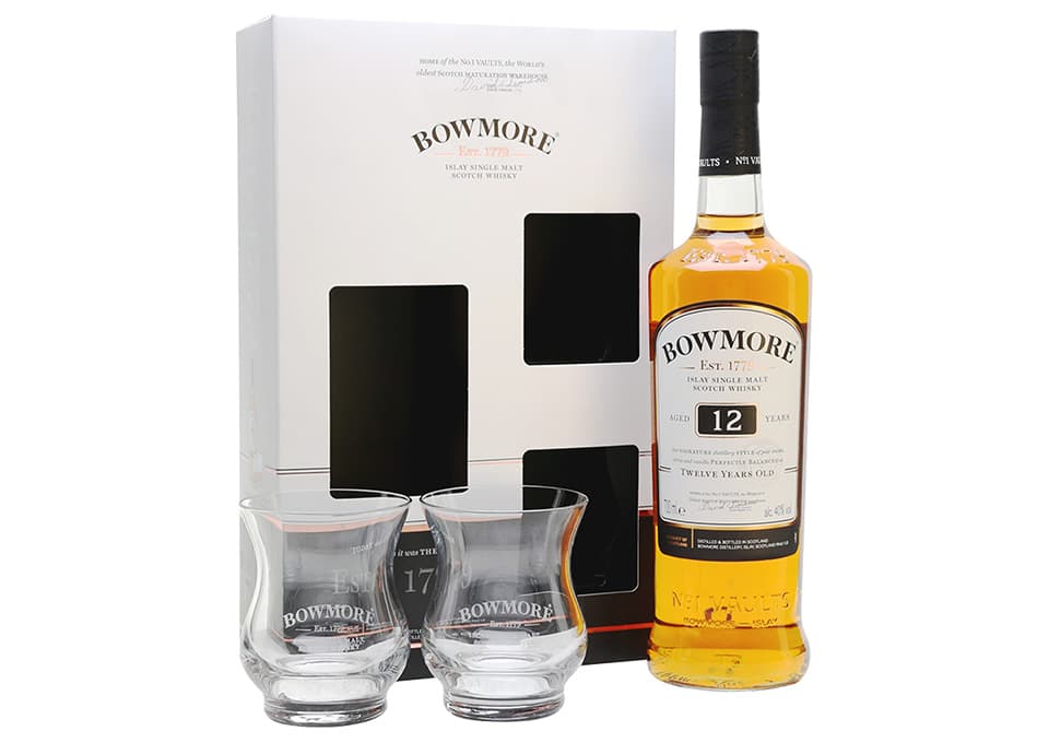 12 Years Islay Single Malt Scotch Whisky Gift Pack Bowmore 0 7 â„