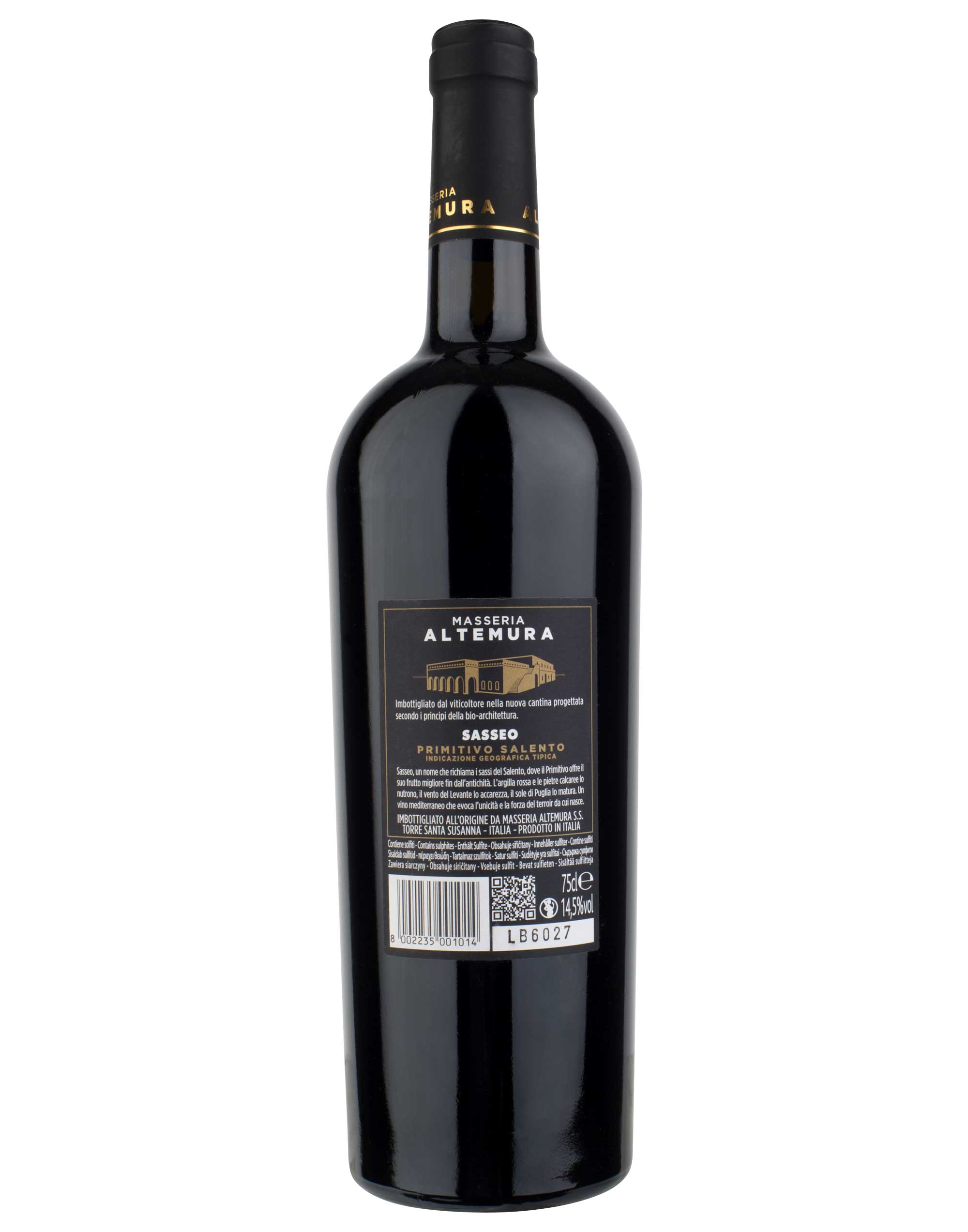 Salento IGT Primitivo Sasseo Masseria Altemura 2018 0 75 L