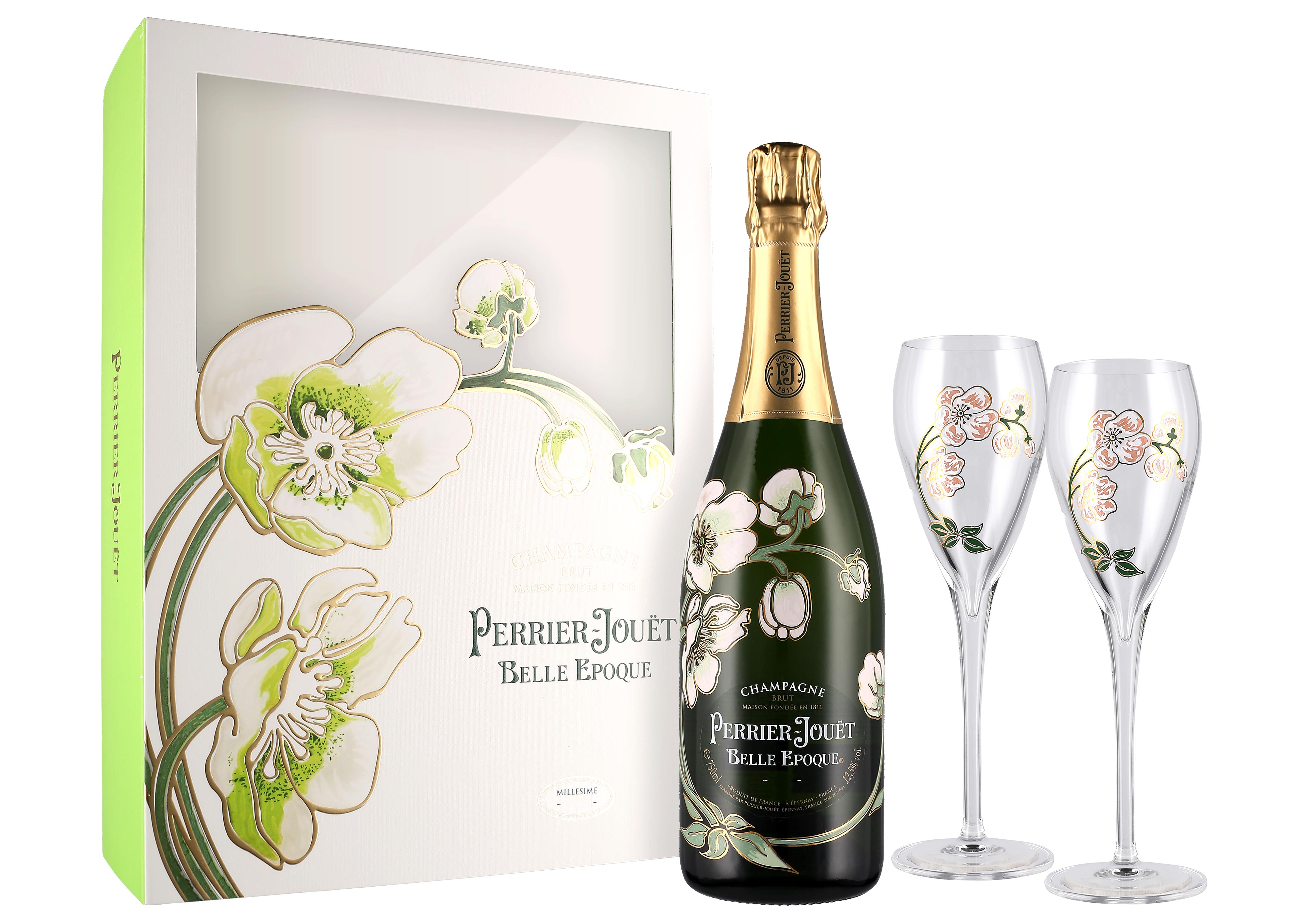 Champagne AOC Champagne Belle Epoque Perrier Jouët con due flûte Pe...