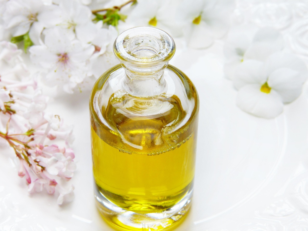 glass, bottle, nature, oil, wellness, flowers, massage, aromatherapy, beautiful flowers, health, spa, relaxation, care, perfume, flower wallpaper, relax, flower background, fragrance, cosmetics