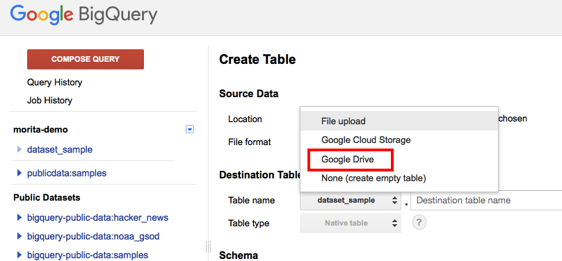 スプレッドシートのデータをbigqueryにインポートしてみた Apps Gcp Com