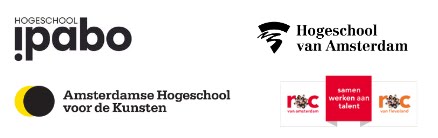 logo's Hogeschool van Amsterdam, ROC van Amsterdam-Flevoland, de Amsterdamse Hogeschool voor de Kunsten en Hogeschool IPABO