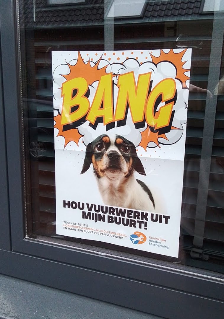 Raamposter 'Hou vuurwerk uit mijn buurt'