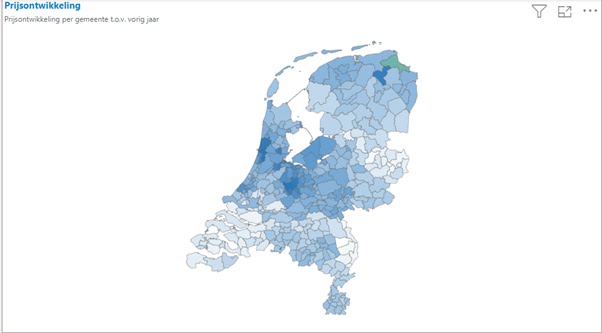 Prijsontwikkeling per gemeente tov vorig jaar Woningmarkt Maandalert juni 2023