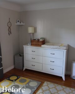 Kid's room with a white six drawer dresser