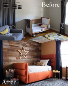 Kid's room redo with before and after imagery