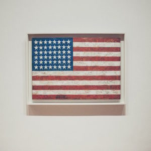 The American flag on display at an art gallery