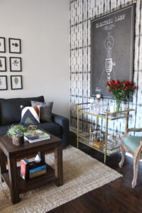 grey sofa and square coffee table