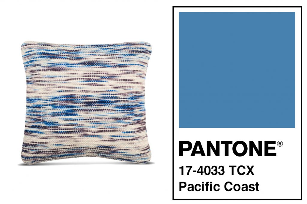 pacific coast pantone color with blue multicolored pillow