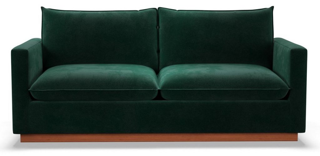 green velvet sofa