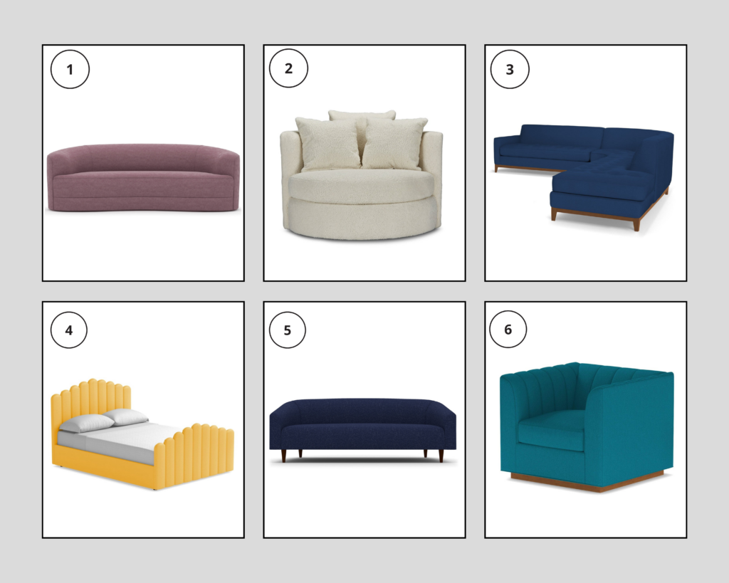 various colored sofas