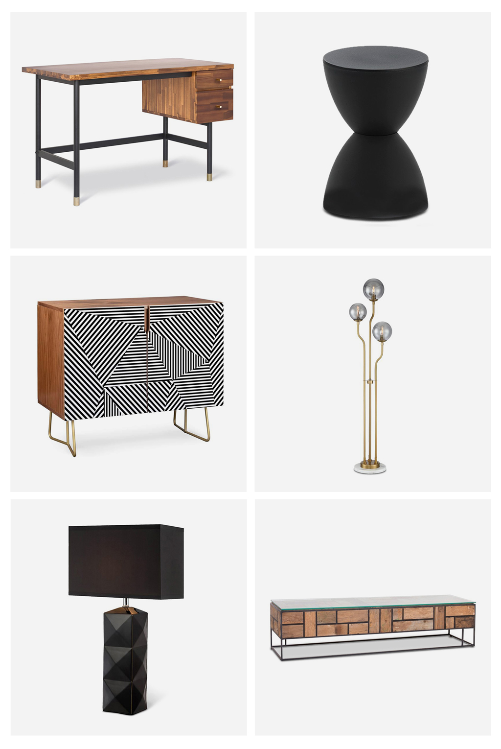 tables, cabinets, lamps