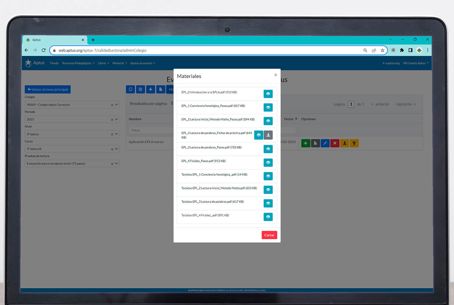 Tutorial de la plataforma de gestión pedagógica Aptus