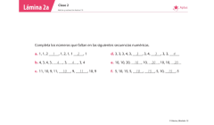 Lámina de planificación de clase matemáticas primero básica, dos