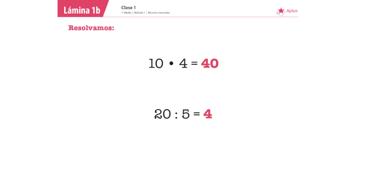 Lámina de planificación de clase matemáticas, primero medio, dos