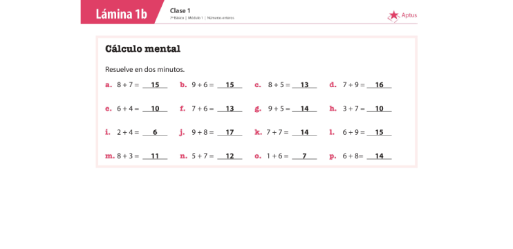 Lámina de planificación de clase matemáticas, séptimo básico, dos