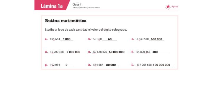 Lámina de planificación de clase matemáticas, séptimo básico, uno