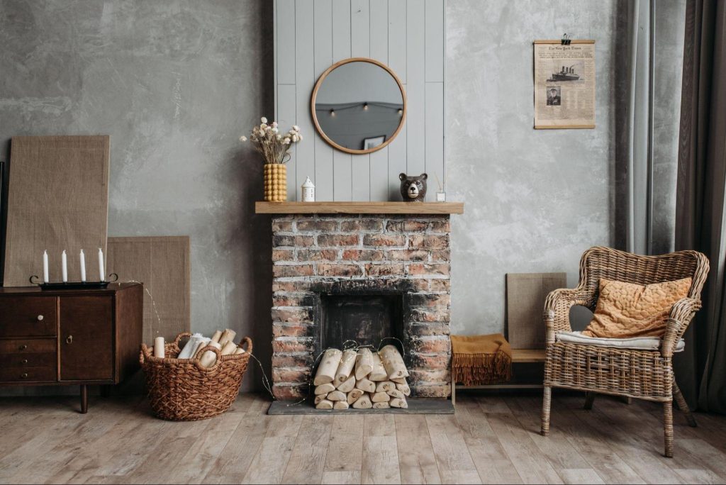 Decorate living rooms with a chimney