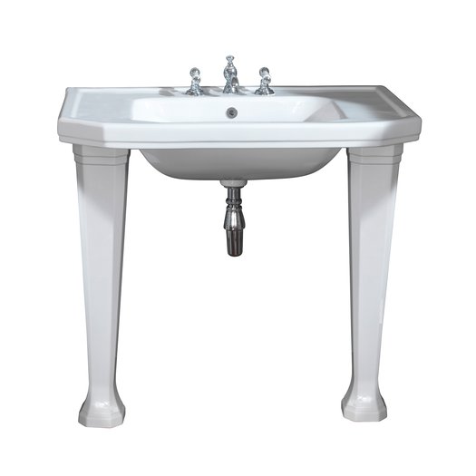 Console lavabo clasique avec jeu de pieds en porcelaine