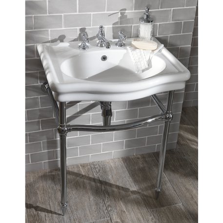 Loxley washbasin console on brass support in chrome