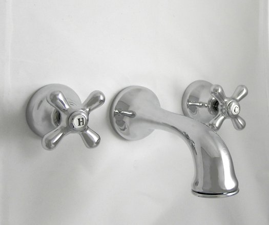 Retro 3 hole wall-mounted basin mixer