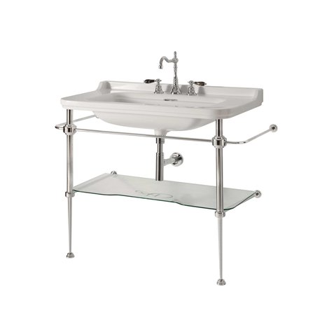 Classic style washbasin with support with glass shelf