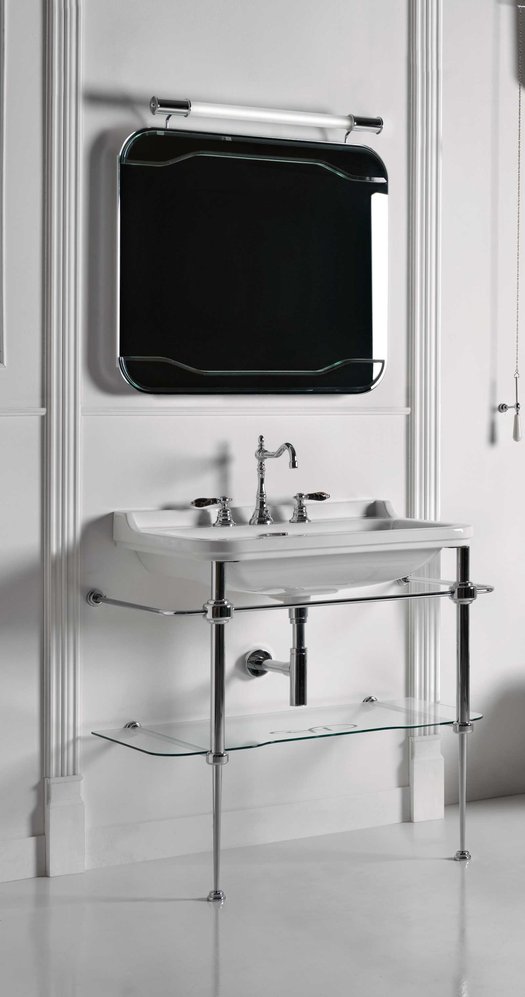 Beautiful washbasin with support with glass shelf