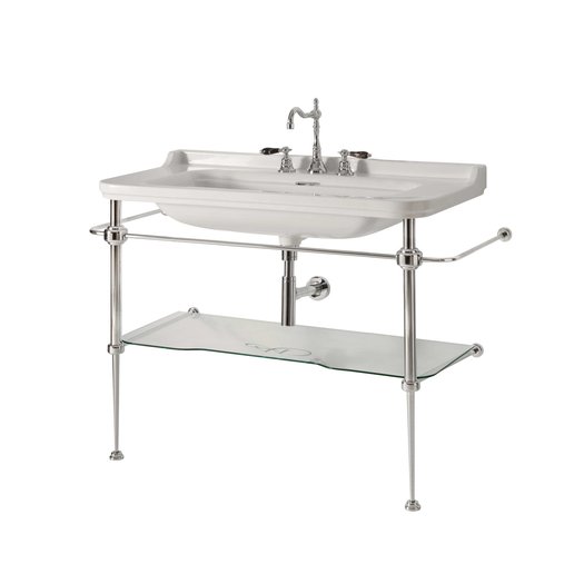 Classic washbasin of 120 cm on a chromed support