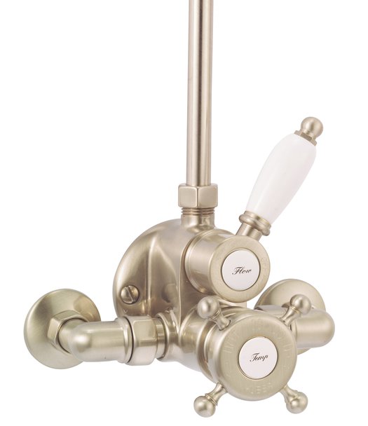 Thermostatic shower mixer in brushed nickel