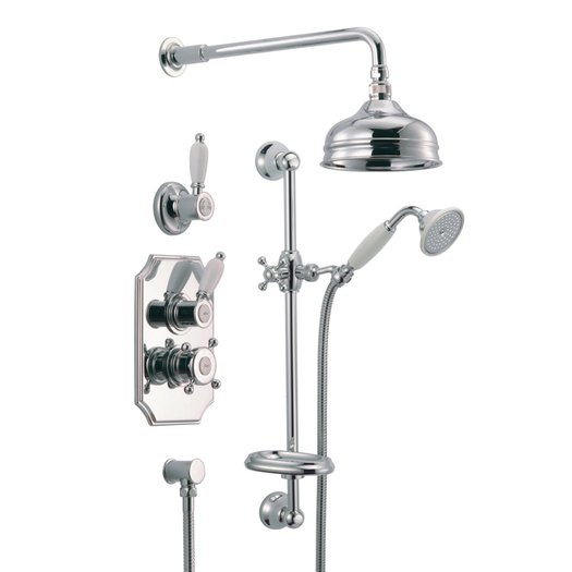 Nostalgic build-in thermostatic shower ensemble with shower bar