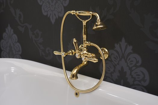 Gold brass bath & shower mixer