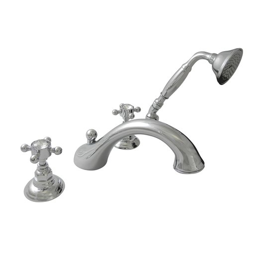 Country style deck-mounted bathtub mixer with crystal handles