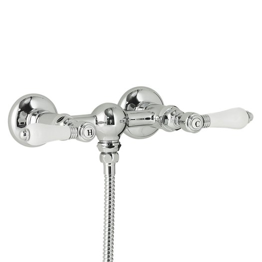 Example of the build-in retro shower mixer with shower hose