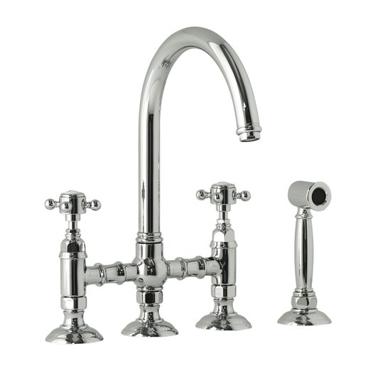 950.1460WS.70.CR bridge mixer with hand shower for the retro style kitchen