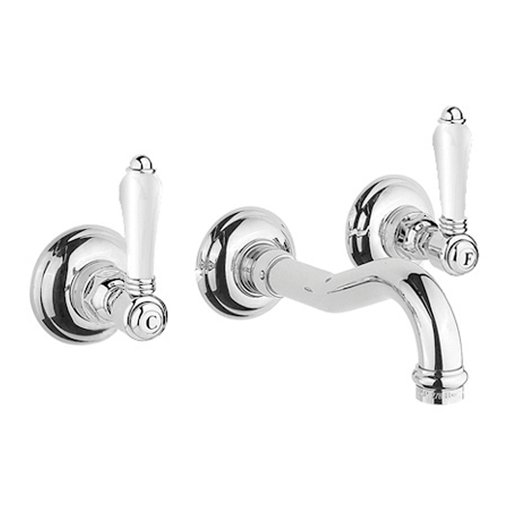 Cottage wall mounted faucet with ceramic handles