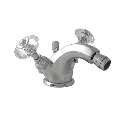 Bidet mixer tap in retro style with crystal handles