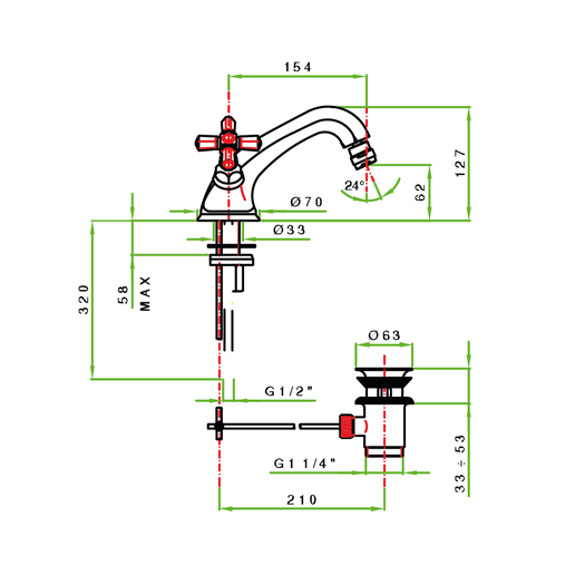 Mélangeur de bidet classique élégant