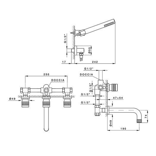 Duplex encstré pour bain et douche Khady 950.2403.21