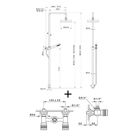 Shower system Khady 950.2425E.21