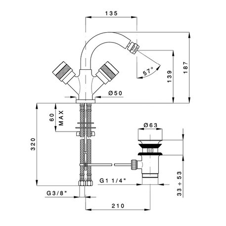 Bidet mixer Khady 950.2437.21.xx