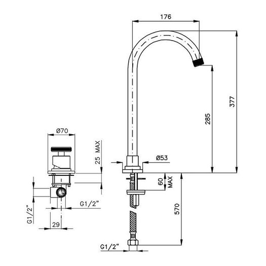 Single lever high basin mixer Arena, mounted on tablet