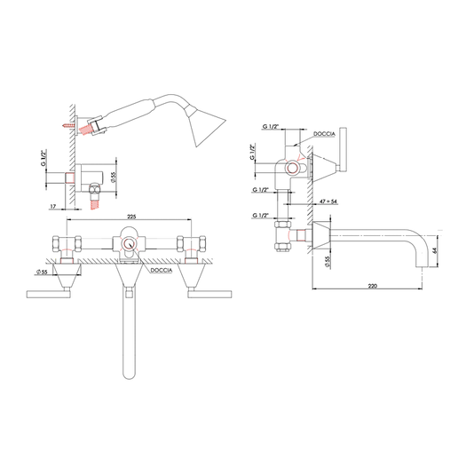 Design bath and shower mixer 950.4803.xx.xx